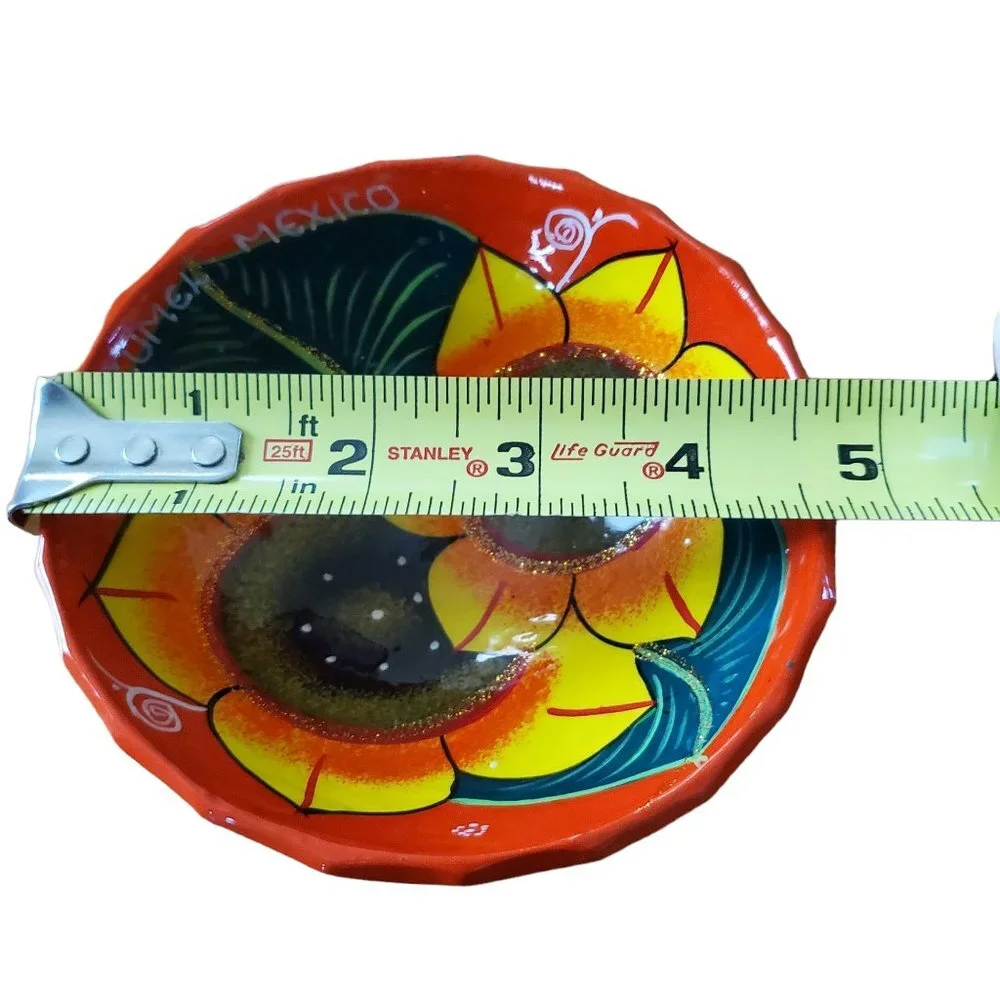Cozumel Mexico Floral‎ Vibrant Colored Homemade Salsa Dish Trinket Bow